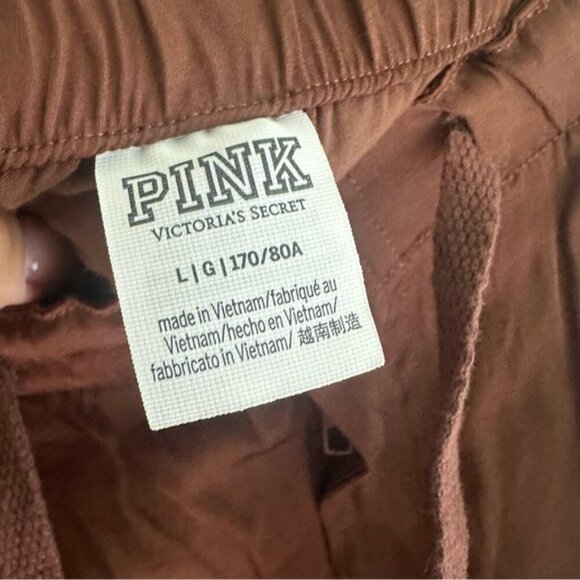 VS PINK Parachute Cargo Pants L Brown Satin Y2K Utilitycore Streetwear Baddie - Picture 7 of 12
